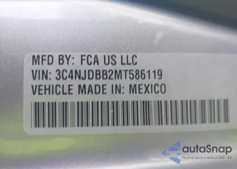 2021 Jeep Compass Altitude 4X4 из США, поврежденный, VIN 3C4NJDBB2MT586119